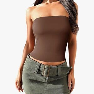 Brown Strapless Tube Top